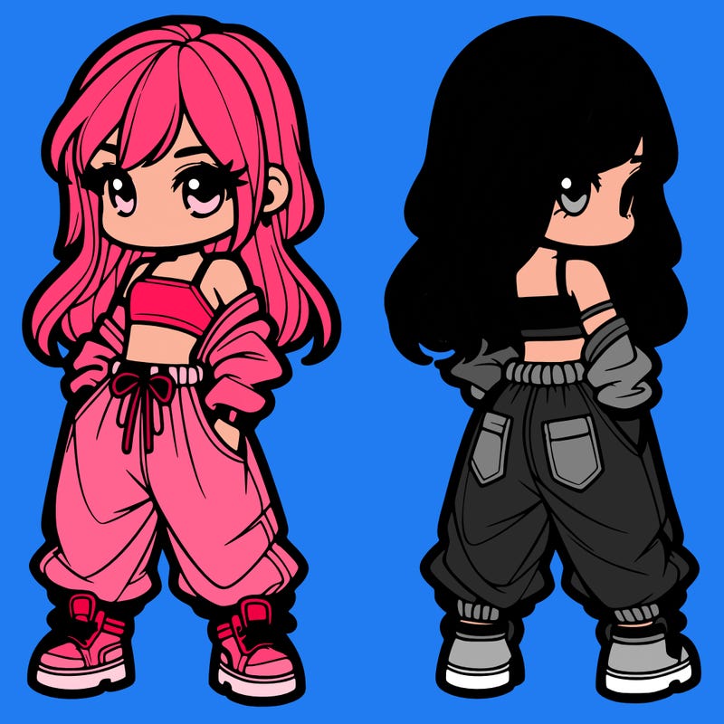 girl in crop top and baggy pants