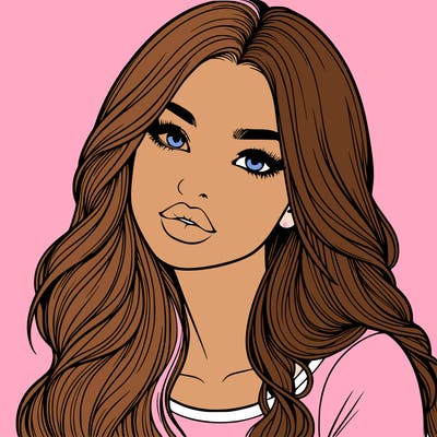 realistic girl with hair on her hair and lips