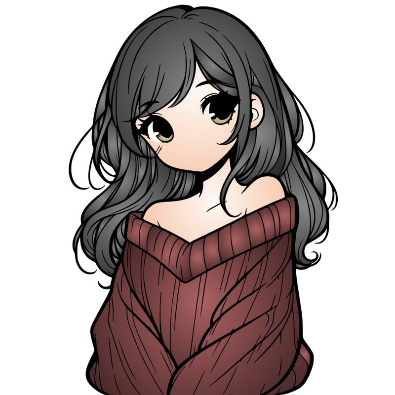 shy pretty girl wearing a sweater that is falling off one shoulder portrait