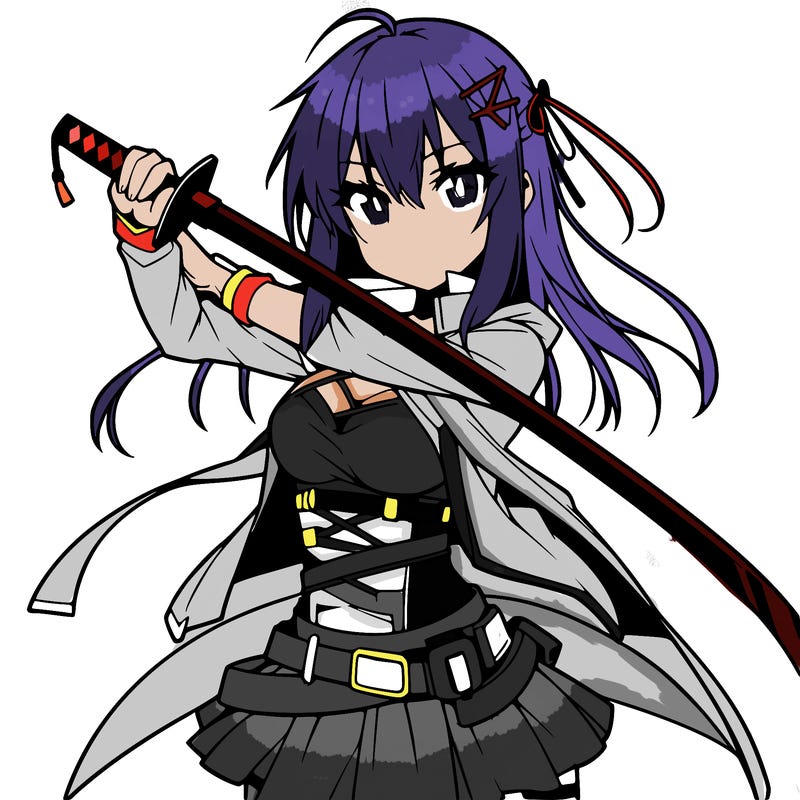 anime girl with sword in cool pose