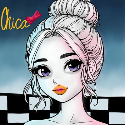 realistic pretty girl with hair in bun