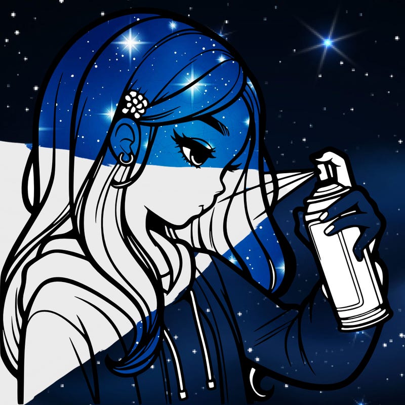 a realistic girl spray painting