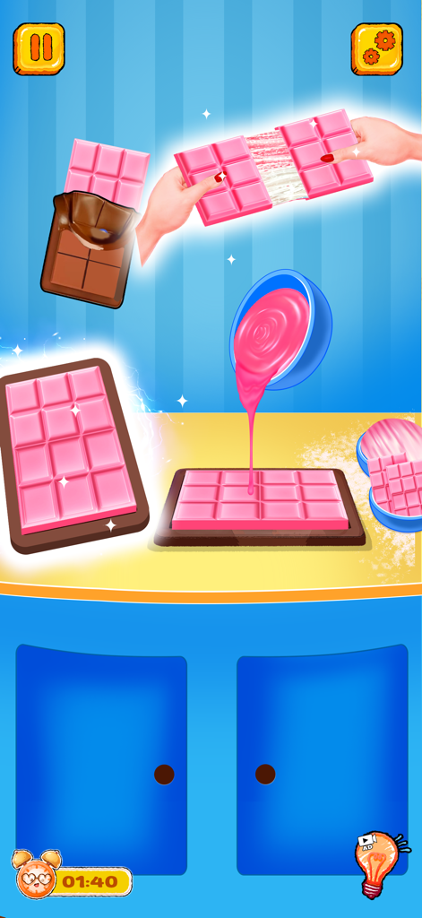 ASMR Master - Mukbang Eating - Breaking and pouring pink chocolate bars in the ASMR Master Mukbang game