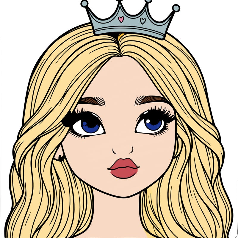 a realistic girl with a crown on