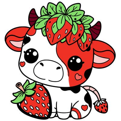 cute strawberry cow