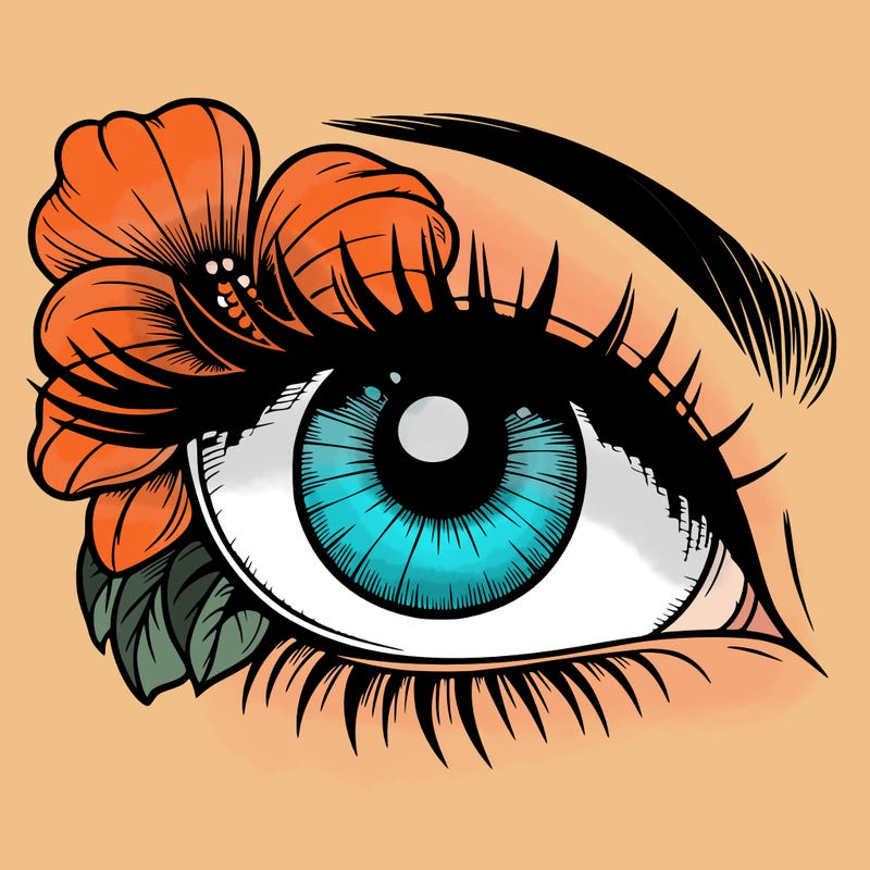 realistic eye with flower