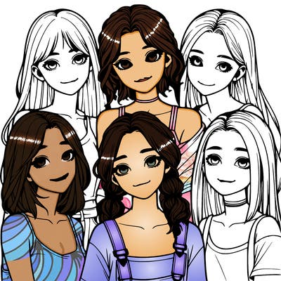 a group of girls realistic