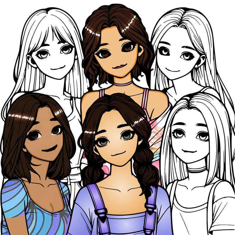a group of girls realistic