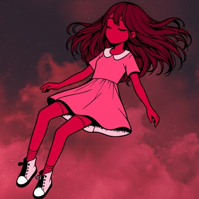 realistic girl floating