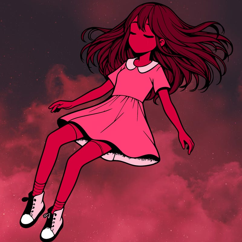 realistic girl floating