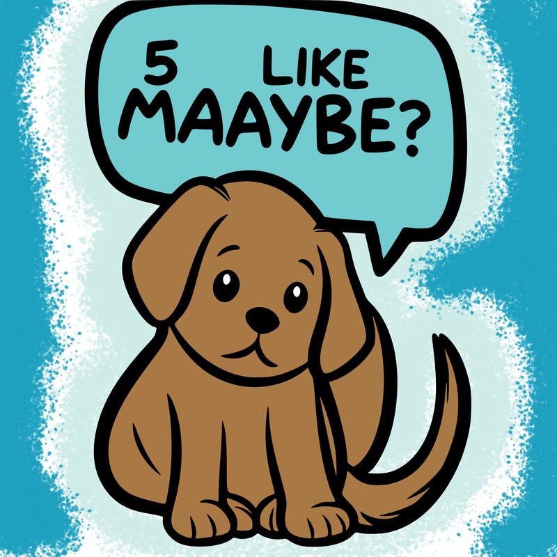 a puppy that says 5 like maybe