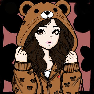 realistic girl in a animal pjs hoodie