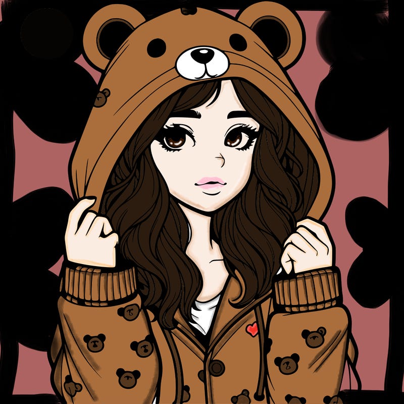realistic girl in a animal pjs hoodie
