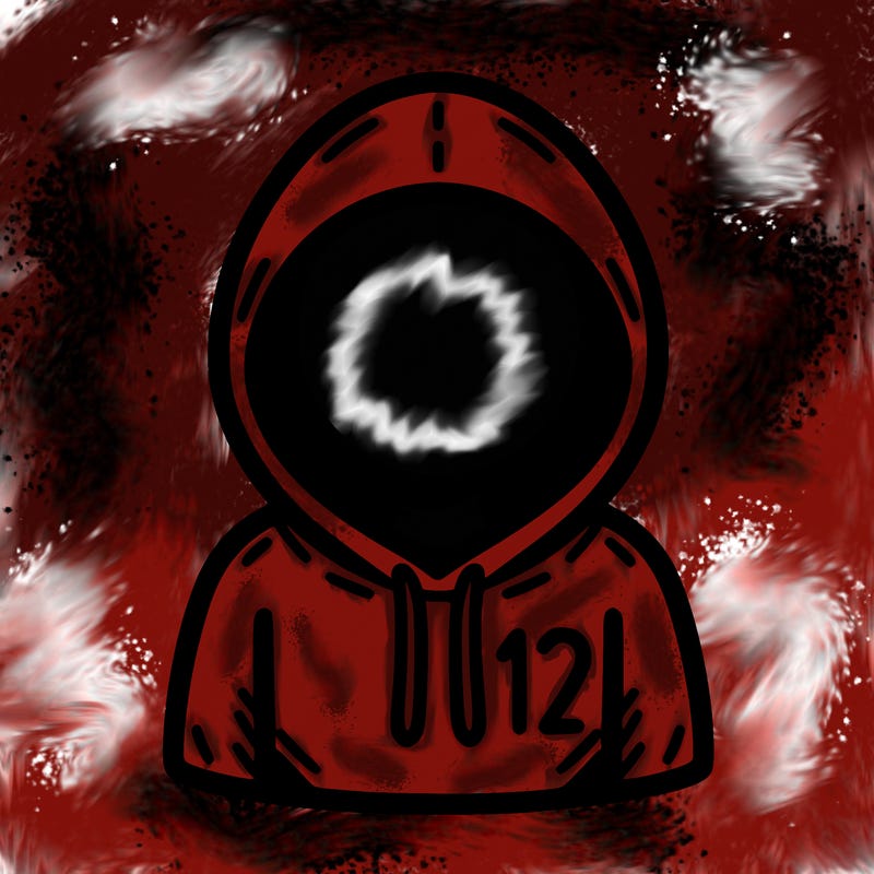 a person with non face waering a hoodie with a small 132 symbol