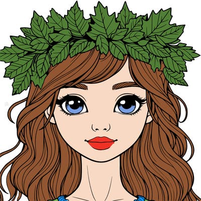 realistic girl with fall leaf crown