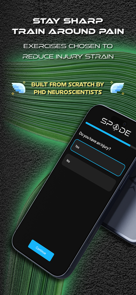 Spade.Fit - Adaptive Workouts - Spade Fit app interface for injury adaptive training
