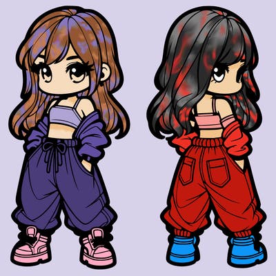 girl in crop top and baggy pants