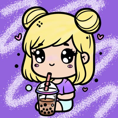 cute girl drinking bubble tea