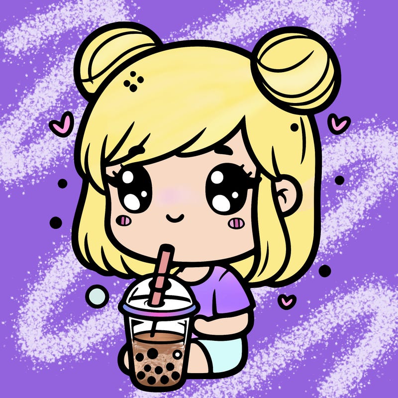 cute girl drinking bubble tea
