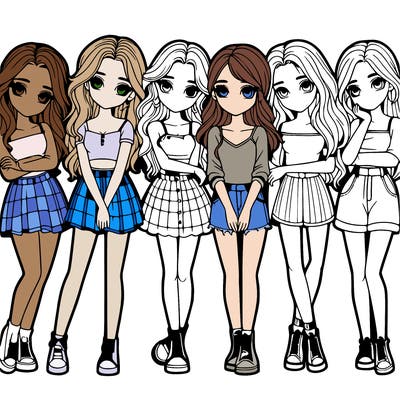 a group of girls realistic