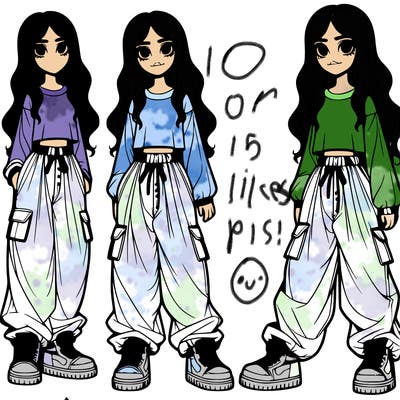 realistic girl with baggy pants