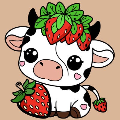 cute strawberry cow