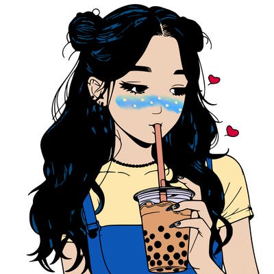 aesthetic realistic girl with boba