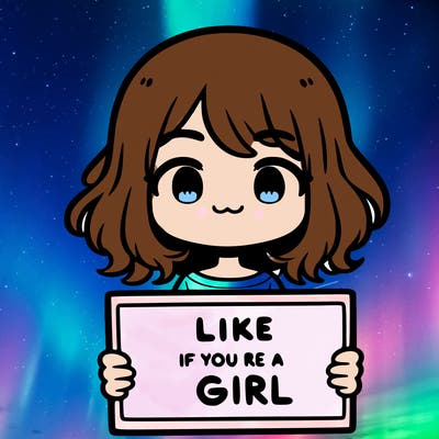 a cute girl holding a sign that says like if you’re a girl