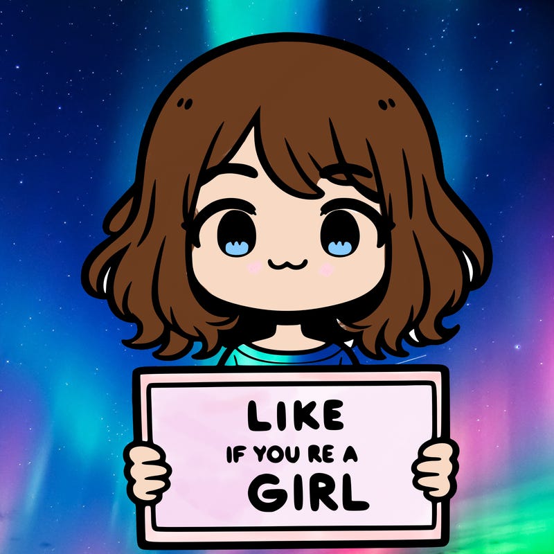 a cute girl holding a sign that says like if you’re a girl