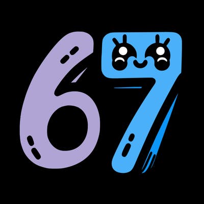 the numbers 67