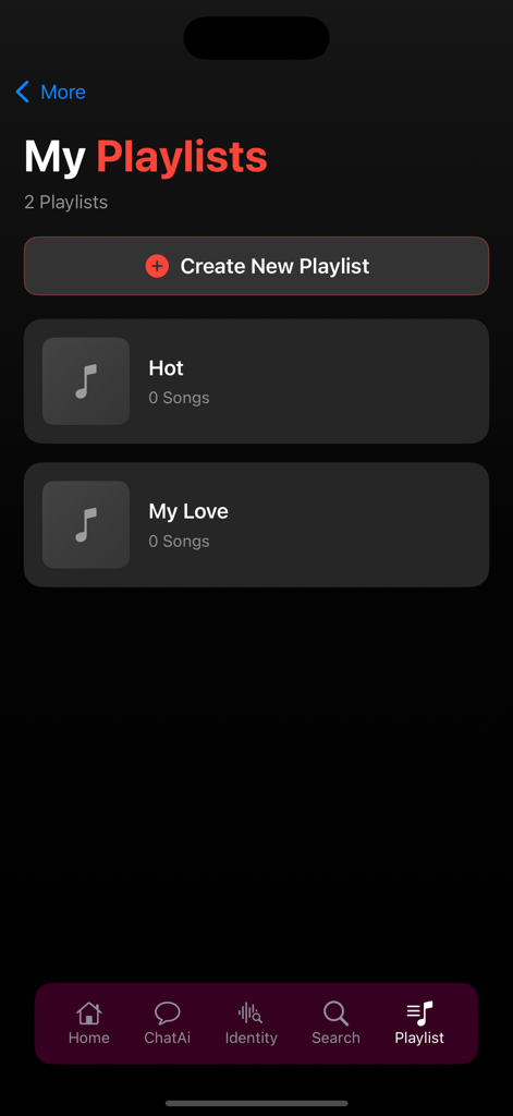 Vidmate AI app interface showing the My Playlists screen with Hot and My Love playlist folders