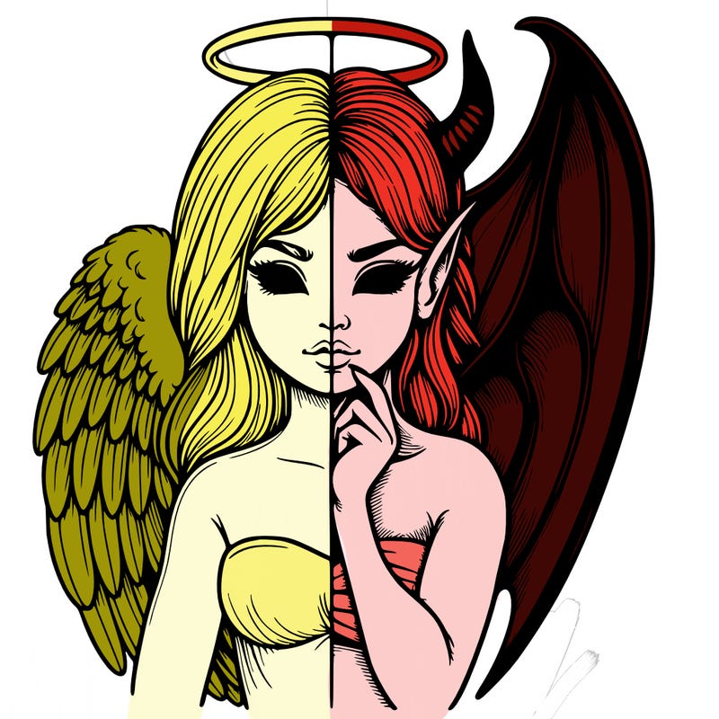 realistic angel half demon