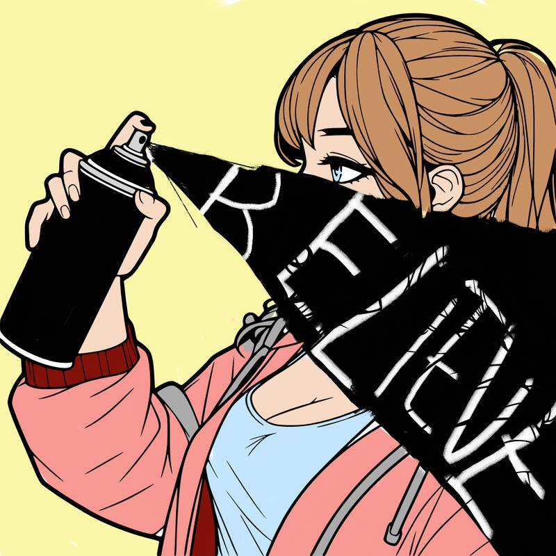 a realistic girl spray, painting