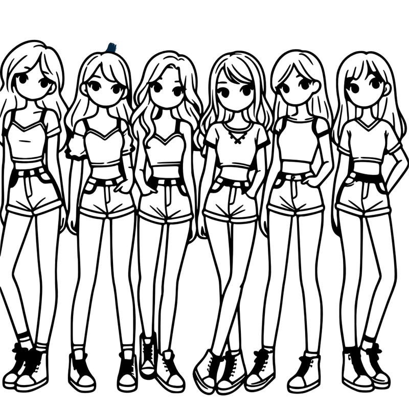 a group of girls wearing crop tops and shorts