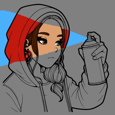 a realistic girl, spray painting