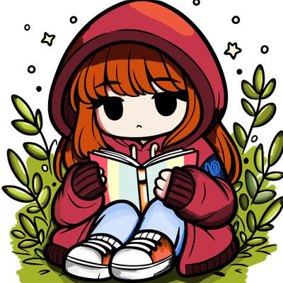girl in oversized hoodie reading a book