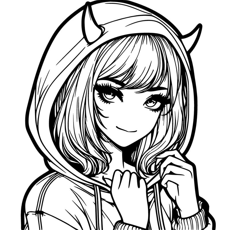 realistic girl with devil hoodie