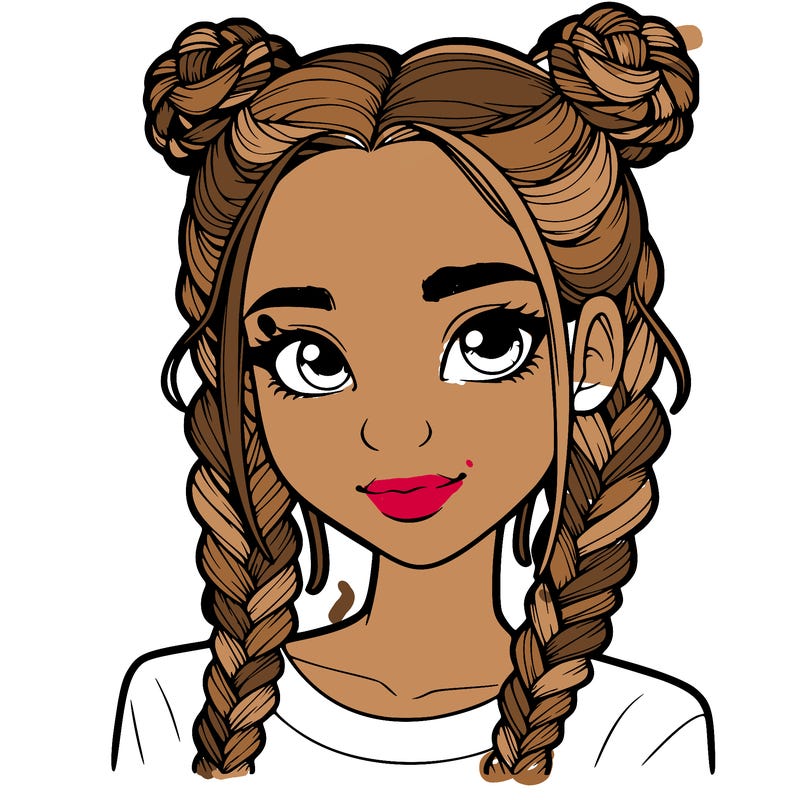 realistic girl with braids