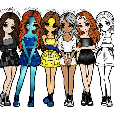 a group of girls realistic