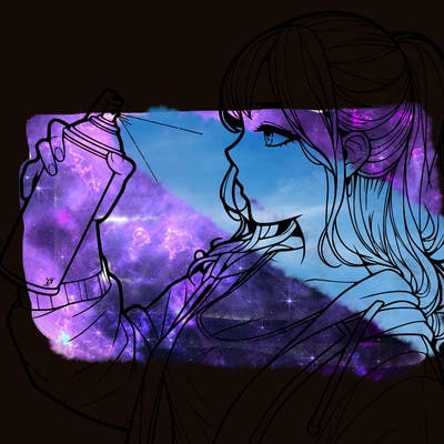 a realistic girl spray, painting