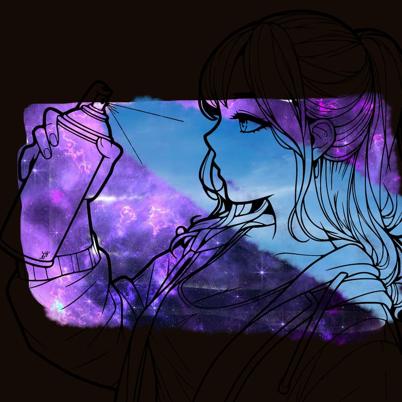 a realistic girl spray, painting