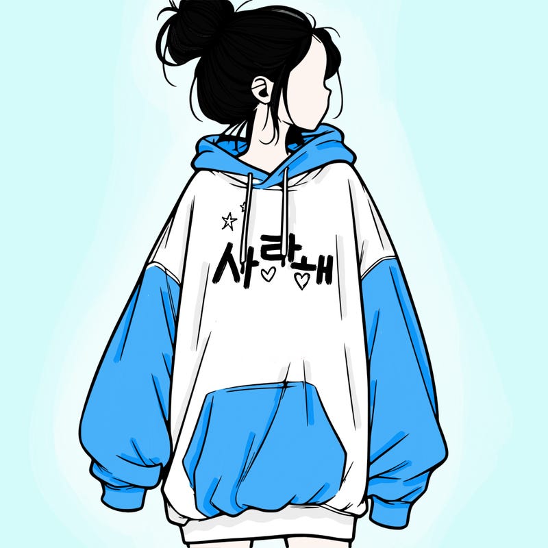 realistic girl with a oversized sweatshirt on and a bun