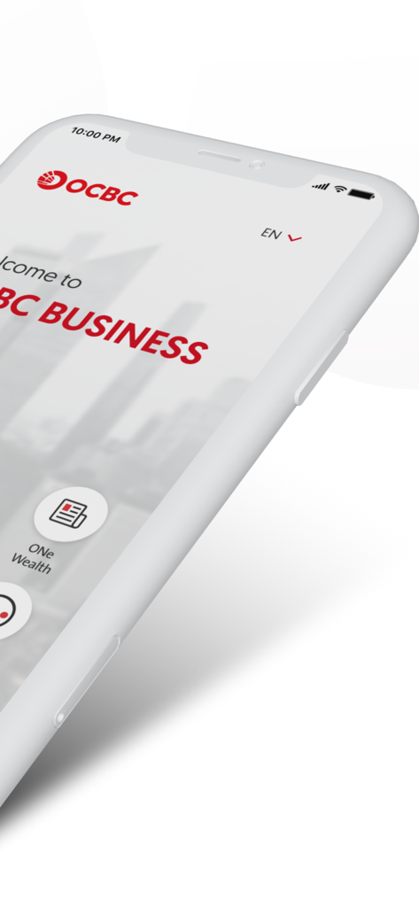 OCBC Business mobile Indonesia - Écran d'accueil de l'application OCBC Business mobile Indonésie sur un téléphone