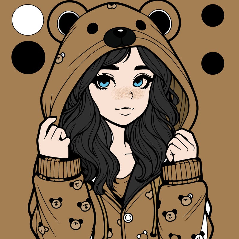 realistic girl in a animal pjs hoodie
