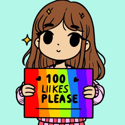 a girl holding up a sign saying 100 likes please