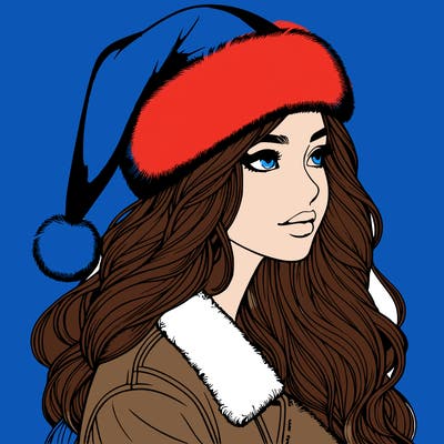 realistic girl in santa hat