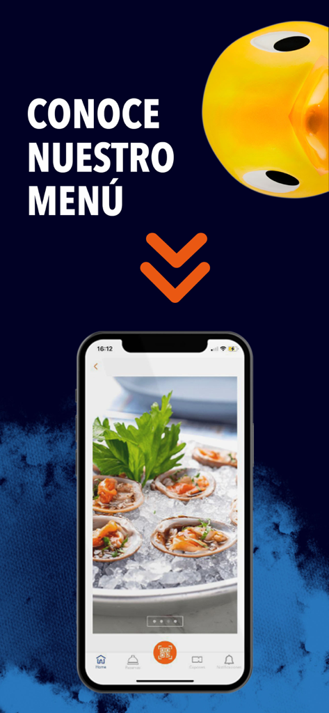 Fisher´s - Fisher's restaurant app showcasing their menu with a fresh seafood dish on a mobile screen