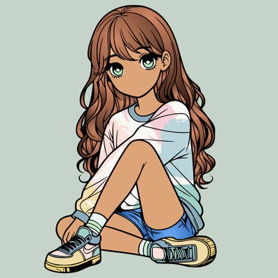 girl sitting realistic