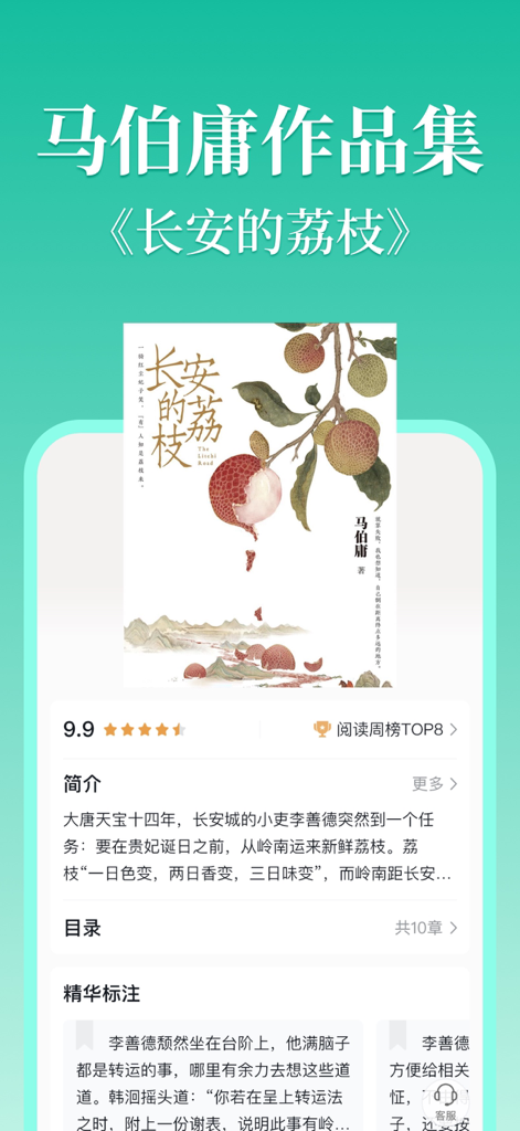 Dangdang Cloud Reading app book detail screen showing a novel description and user ratings