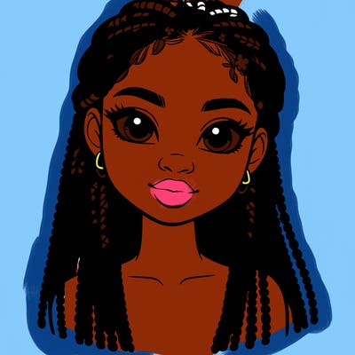 a realistic black girl with braids
